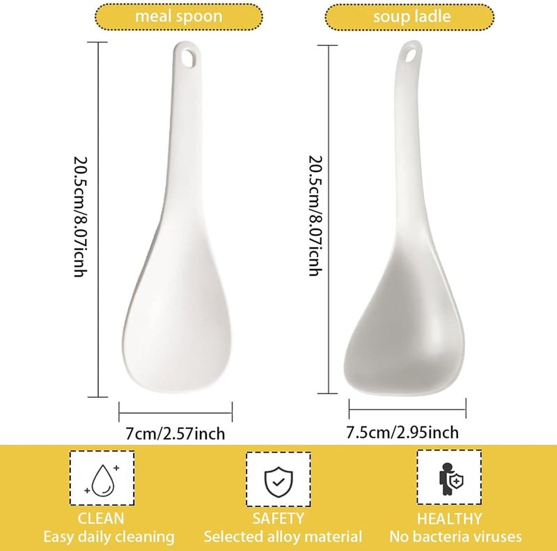 Comicfs ملعقة أرز 2 قطعة، ملعقة حساء، ملعقة أرز مقاومة للحرارة وغير لاصقة، ملعقة تقديم للأرز، ملعقة طهي الأرز، ملعقة تقديم للحبوب، حساء، بطاطس مهروسة (بيج) - Image 2